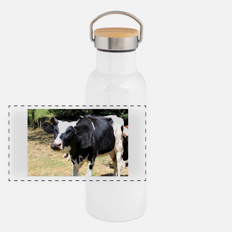 Cow Poster Panoramic Thermal Bottle with Bamboo Lid