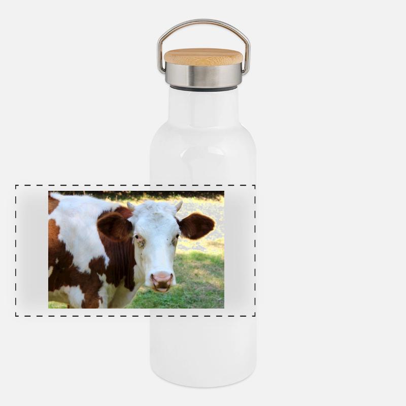 Affiche de vache Gourde isotherme avec bouchon en bambou