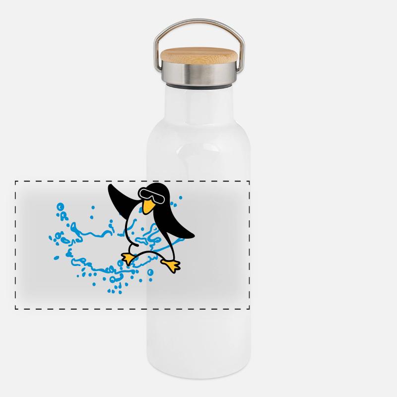Water splashing / Wasserspritzer (1c) Panoramic Thermal Bottle with Bamboo Lid