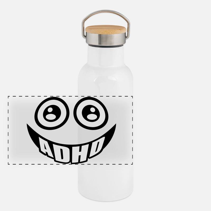 ADHD smile Gourde isotherme avec bouchon en bambou
