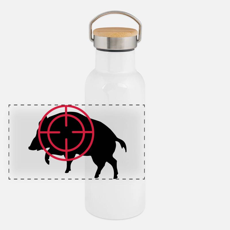 Wildschwein fadenkreuz jäger jagd Panorama Thermosflasche mit Bambusdeckel