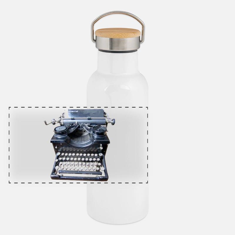 Machine à écrire vintage Gourde isotherme avec bouchon en bambou