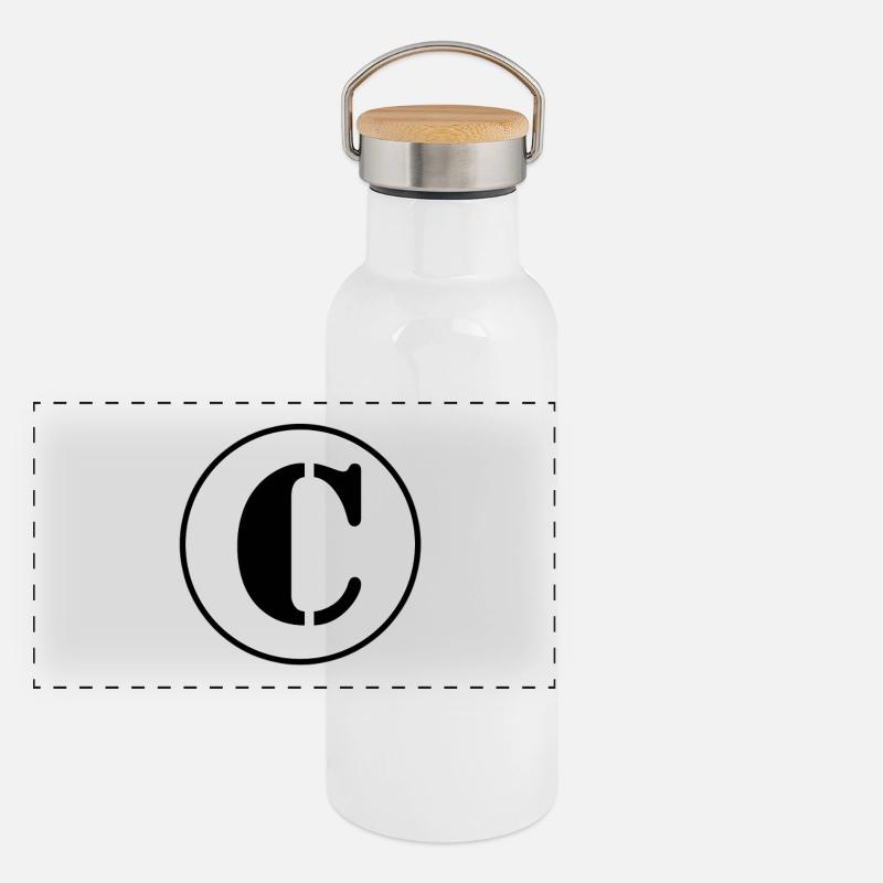 C letter alphabet last name first name gift Panoramic Thermal Bottle with Bamboo Lid