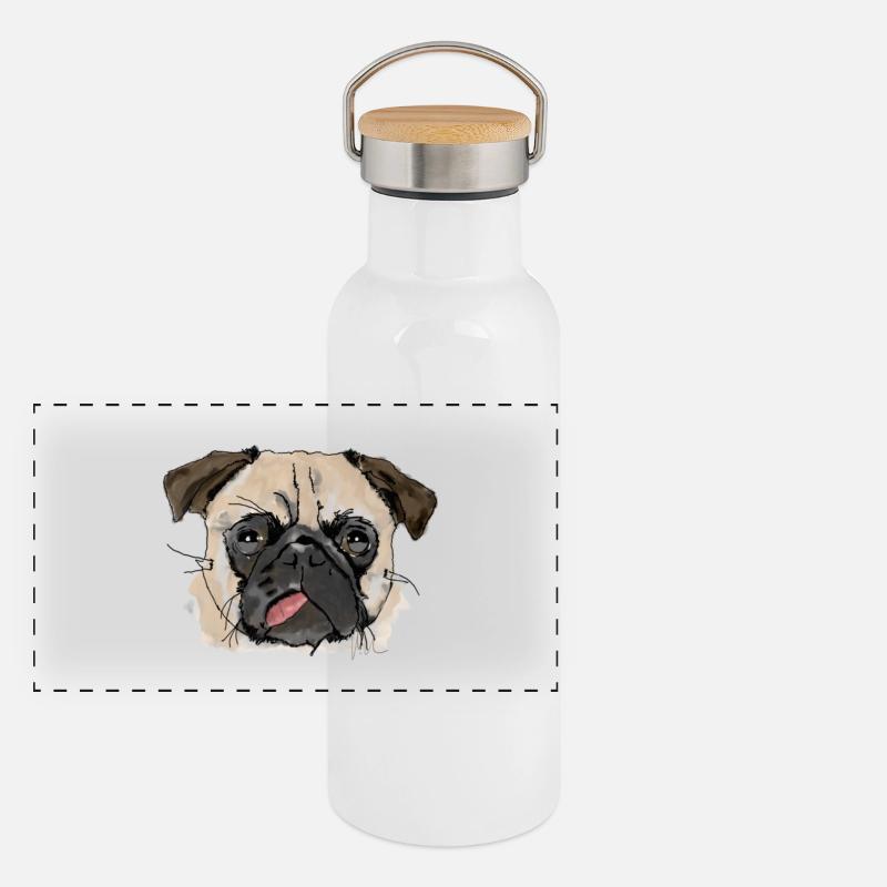 Pug Panoramic Thermal Bottle with Bamboo Lid