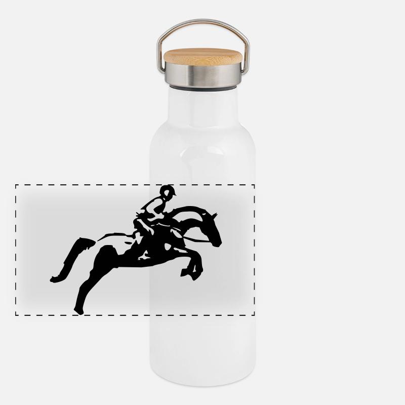 Springreiten Springpferd, Vielseitigkeit Panorama Thermosflasche mit Bambusdeckel