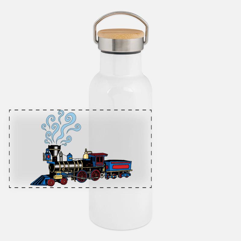 Locomotive Gourde isotherme avec bouchon en bambou