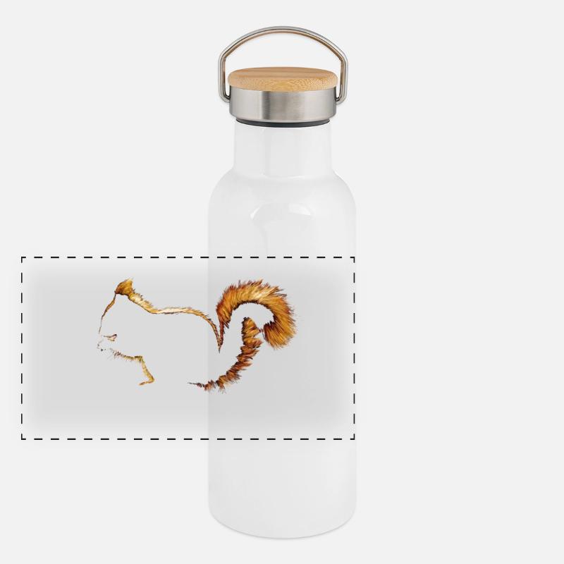 Eichhörnchen Panorama Thermosflasche mit Bambusdeckel