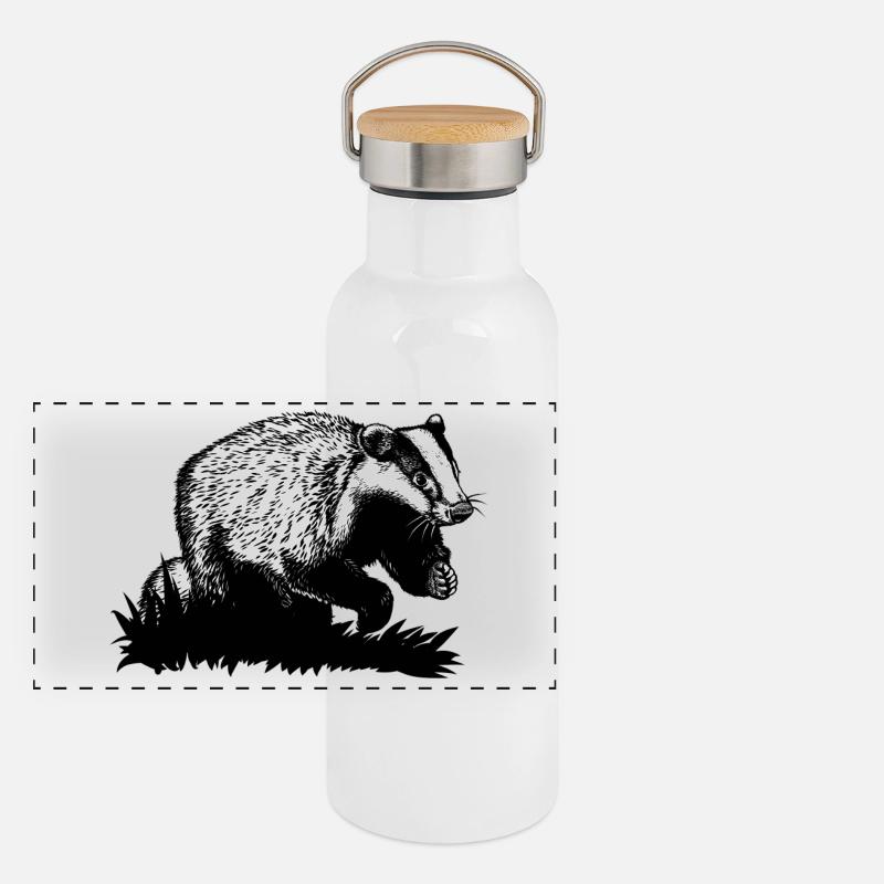 Dachs im Galopp Panorama Thermosflasche mit Bambusdeckel