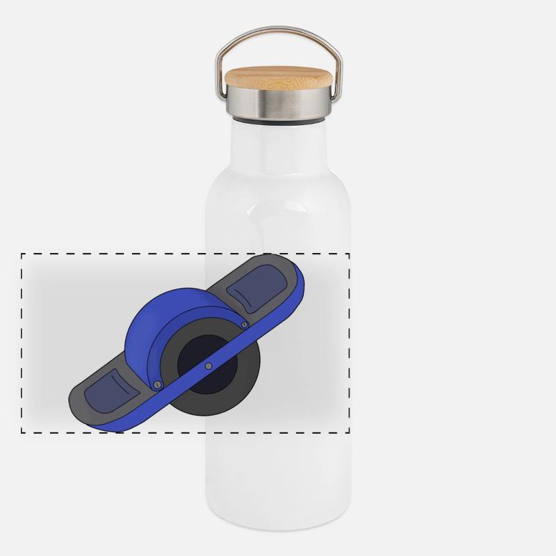 Une roue bleue Gourde isotherme avec bouchon en bambou