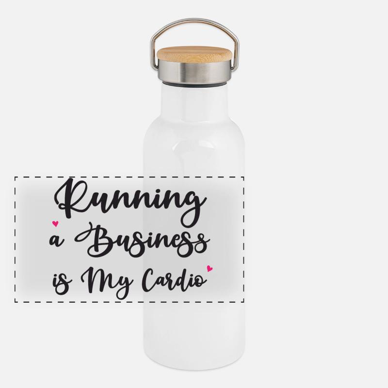 Diriger une entreprise est mon cardio Gourde isotherme avec bouchon en bambou