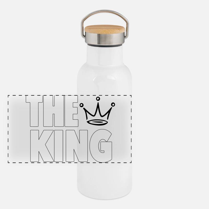 The King – Bold Crown Statement Design Panorama Thermosflasche mit Bambusdeckel