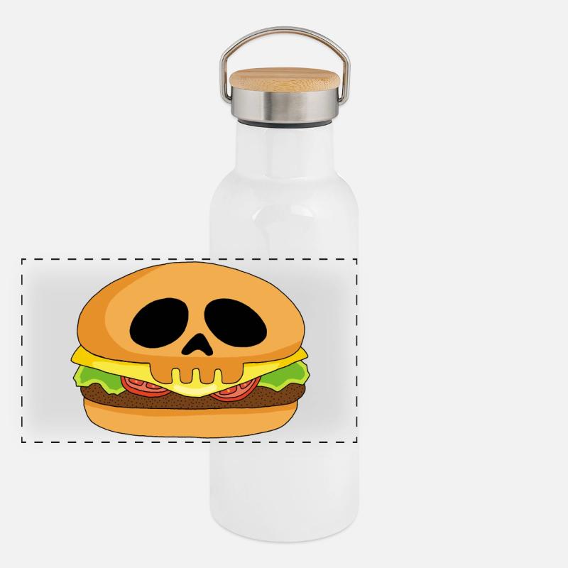 Burger Totenkopf Panorama Thermosflasche mit Bambusdeckel