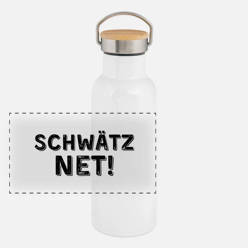 Schwätz net dunkel Panorama Thermosflasche mit Bambusdeckel