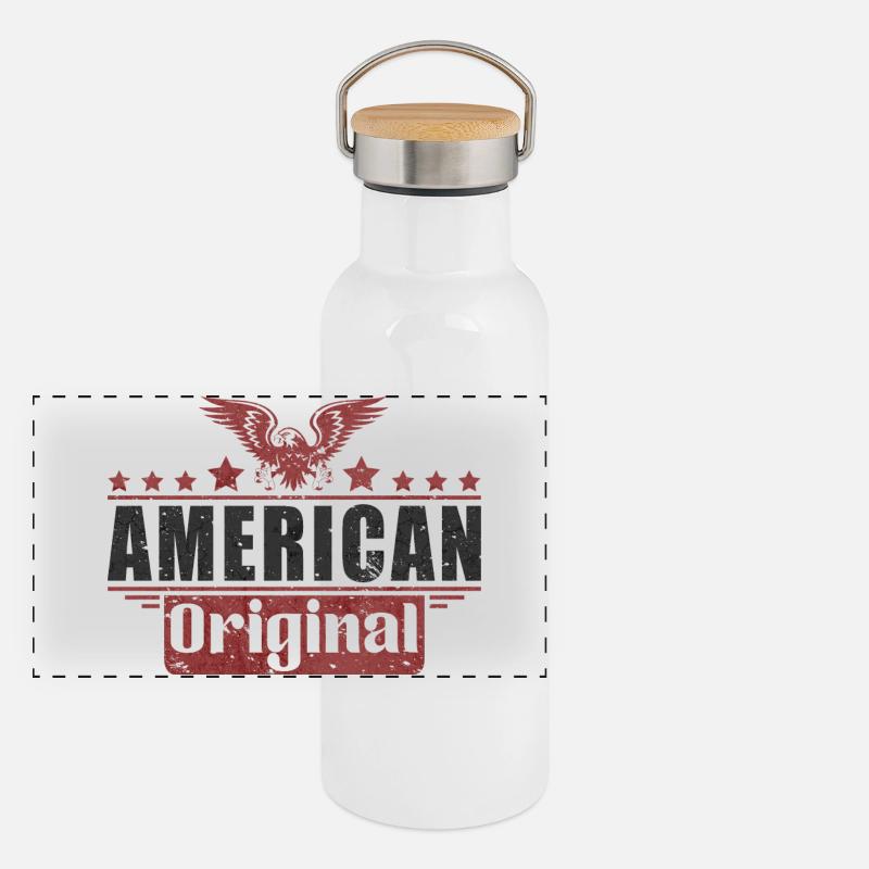 4. Juli - Unabhängigkeitstag - Amerikanisches Original Panorama Thermosflasche mit Bambusdeckel