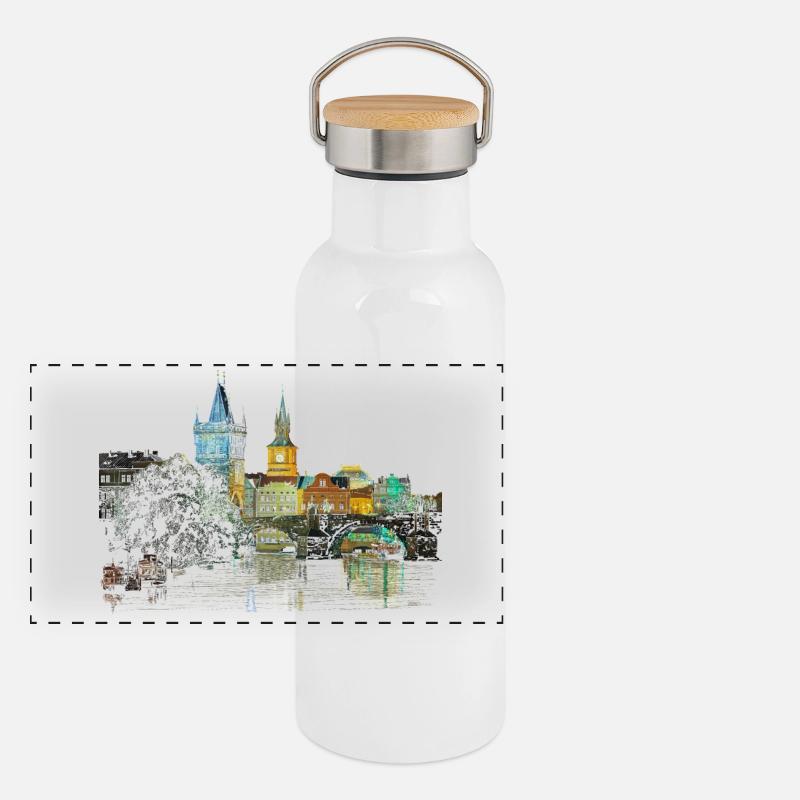 Panorama Thermosflasche mit Bambusdeckel
