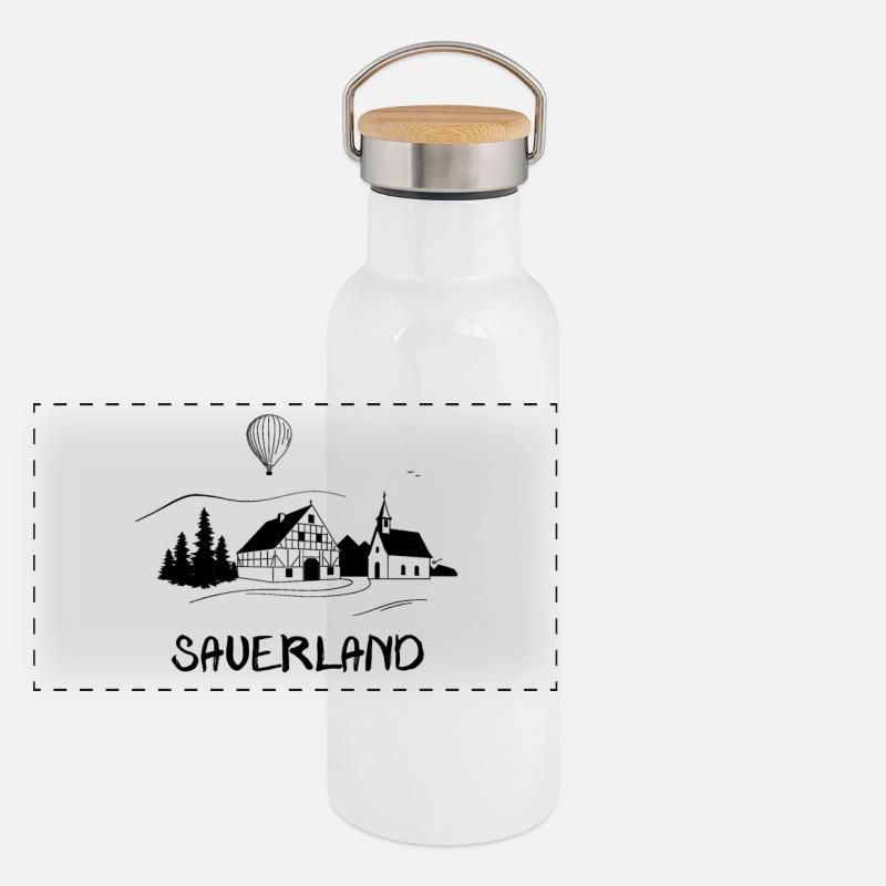 Panorama Thermosflasche mit Bambusdeckel