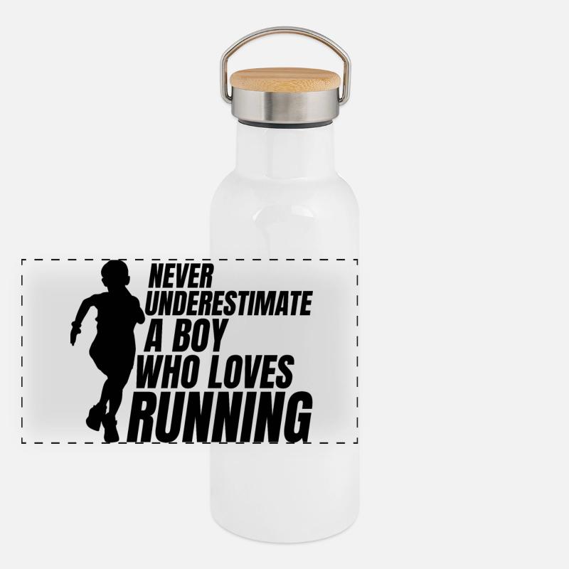 Laufender Junge Panorama Thermosflasche mit Bambusdeckel