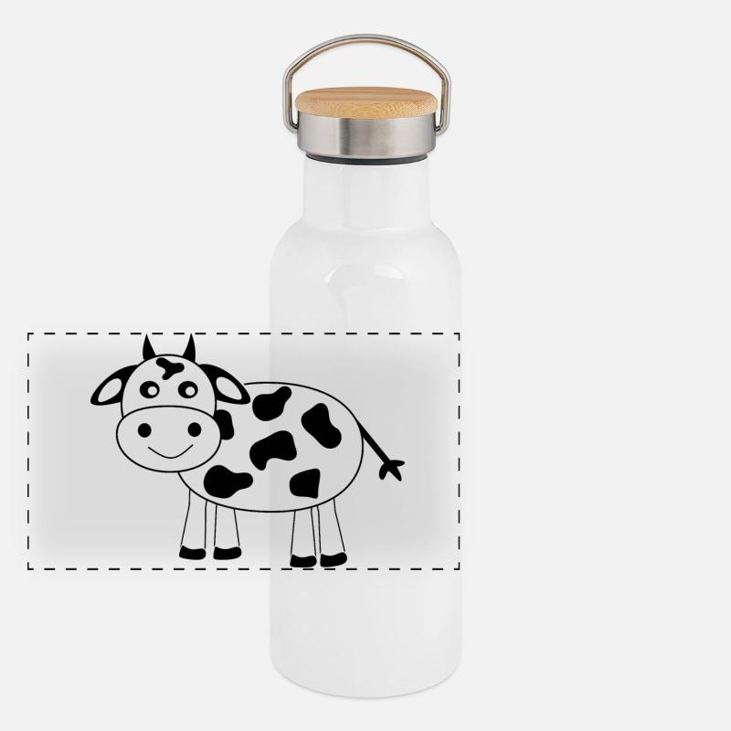 Kuh Panorama Thermosflasche mit Bambusdeckel