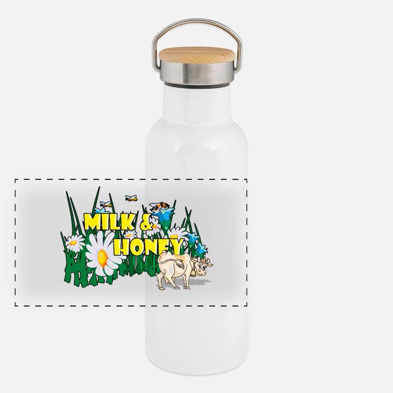 LAIT & MIEL Gourde isotherme avec bouchon en bambou