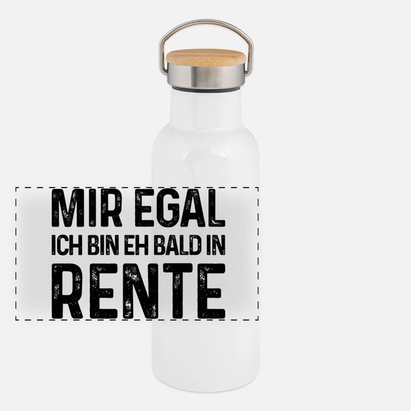Rentner Spruch - Mir egal Ich bin eh bald in Rente Panorama Thermosflasche mit Bambusdeckel