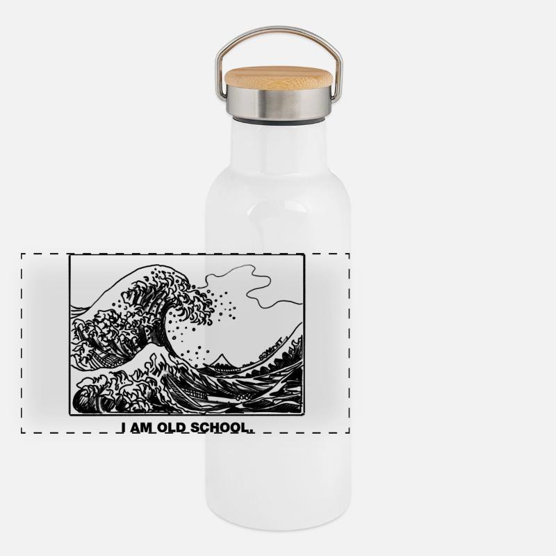 Vague de la vieille école Gourde isotherme avec bouchon en bambou