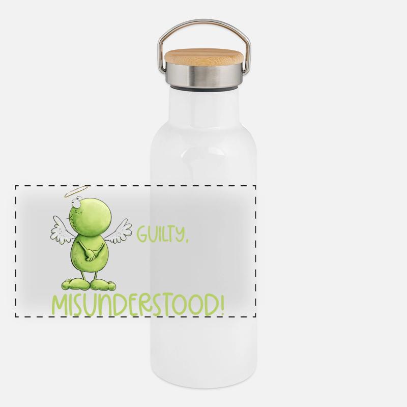 Frog Angel Innocence Misunderstanding Panoramic Thermal Bottle with Bamboo Lid