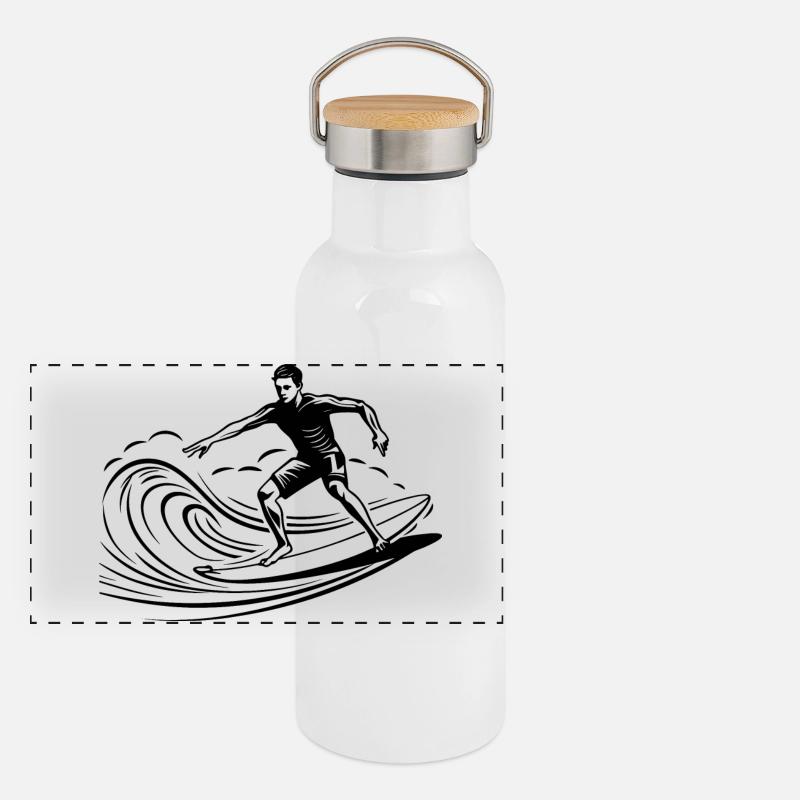 Surfeur Garçon Gourde isotherme avec bouchon en bambou