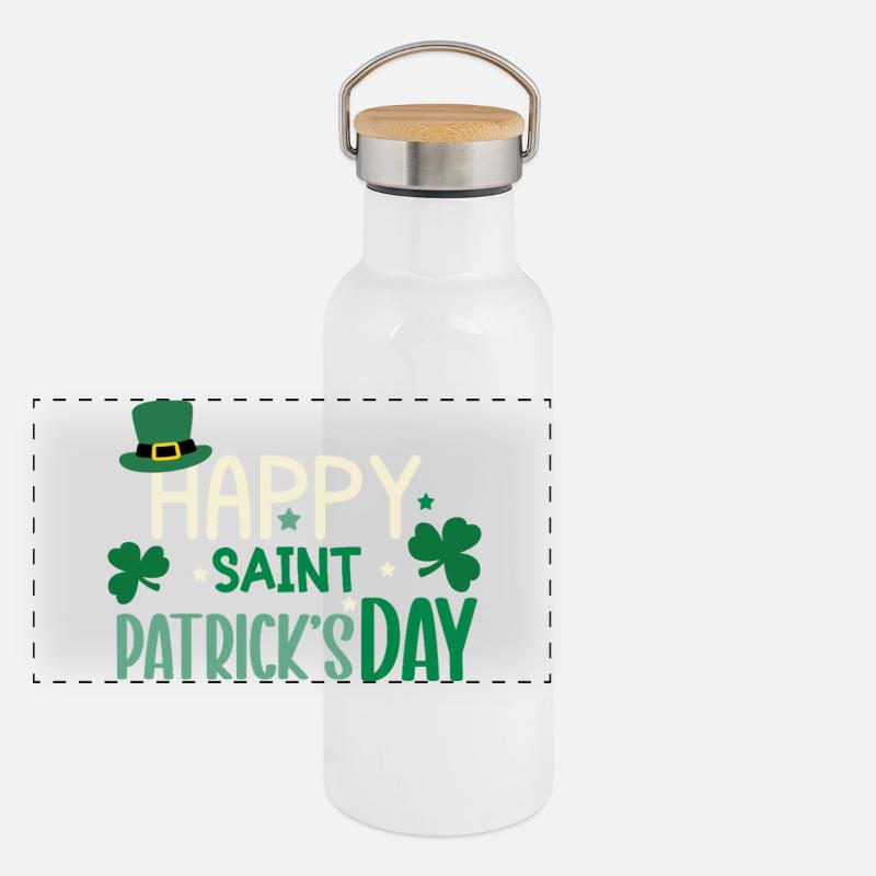 Happy St patrick's day Panorama Thermosflasche mit Bambusdeckel