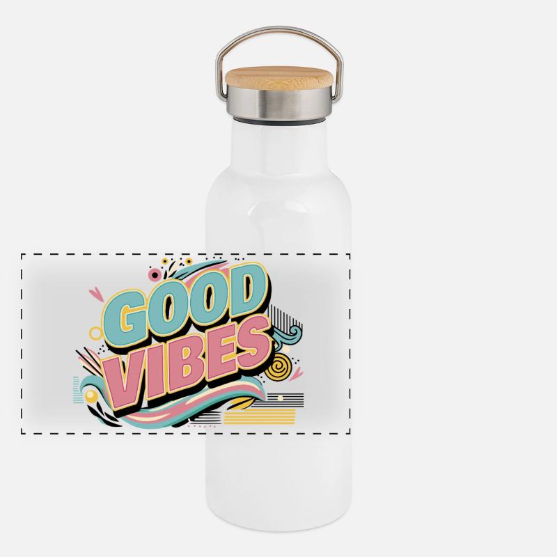 Seien Sie positiv Panorama Thermosflasche mit Bambusdeckel