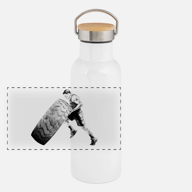 Fitness Panorama Thermosflasche mit Bambusdeckel