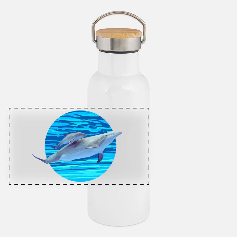 Dauphin Gourde isotherme avec bouchon en bambou