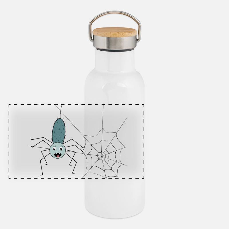 Spinnfried die Spinne Panorama Thermosflasche mit Bambusdeckel