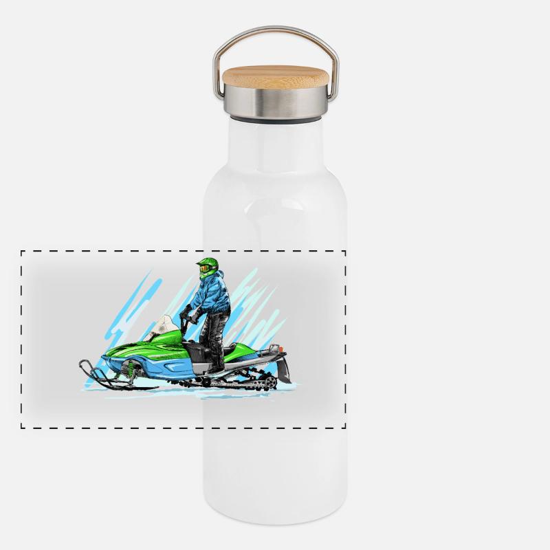 Snowmobile Panoramic Thermal Bottle with Bamboo Lid