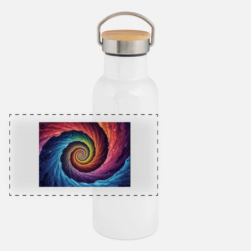 Colorful Galactic Vortex Panoramic Thermal Bottle with Bamboo Lid