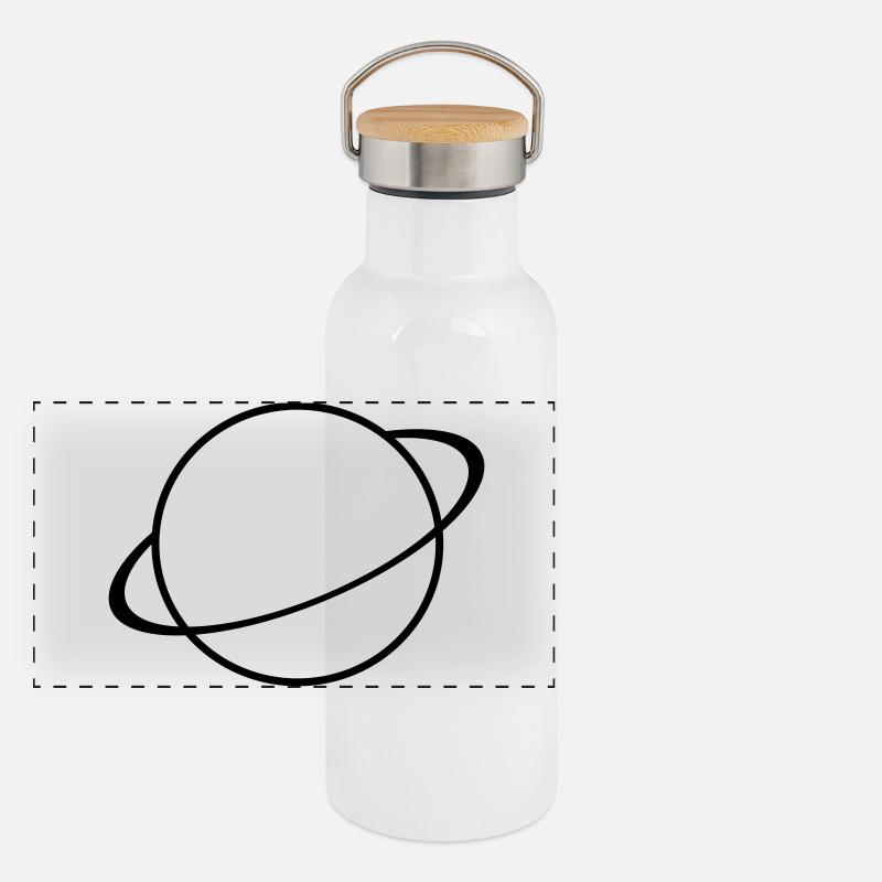 Saturn Icon – Planet Symbol Panorama Thermosflasche mit Bambusdeckel
