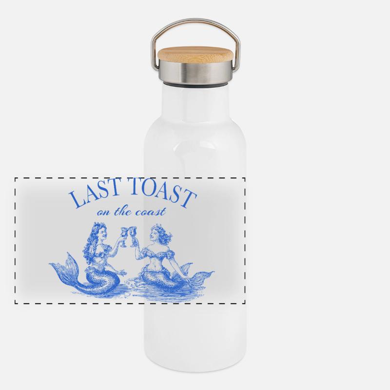 Letzter Toast an der Küste - Junggesellinnen-Spruch Panorama Thermosflasche mit Bambusdeckel