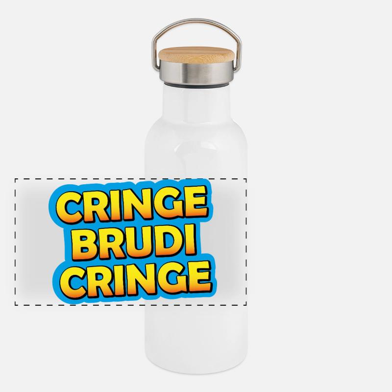 Cring Brudi Cring Graphique néon Gourde isotherme avec bouchon en bambou