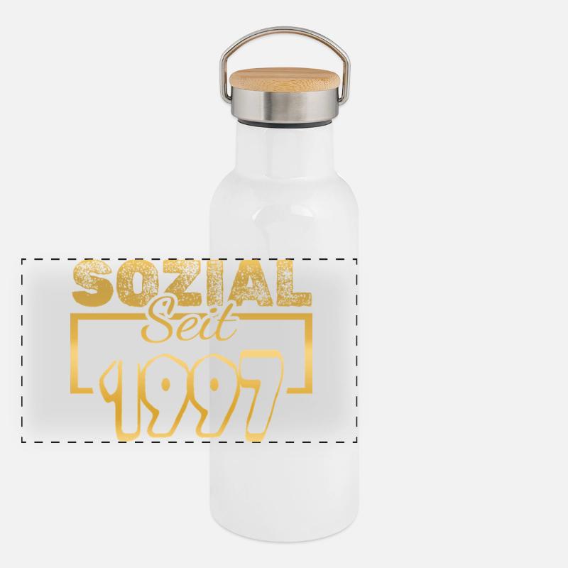 Social 1997 Gourde isotherme avec bouchon en bambou