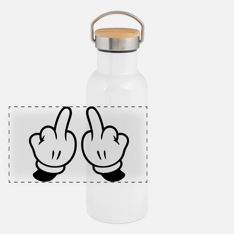 Mittelfinger Hand Frech Panorama Thermosflasche mit Bambusdeckel