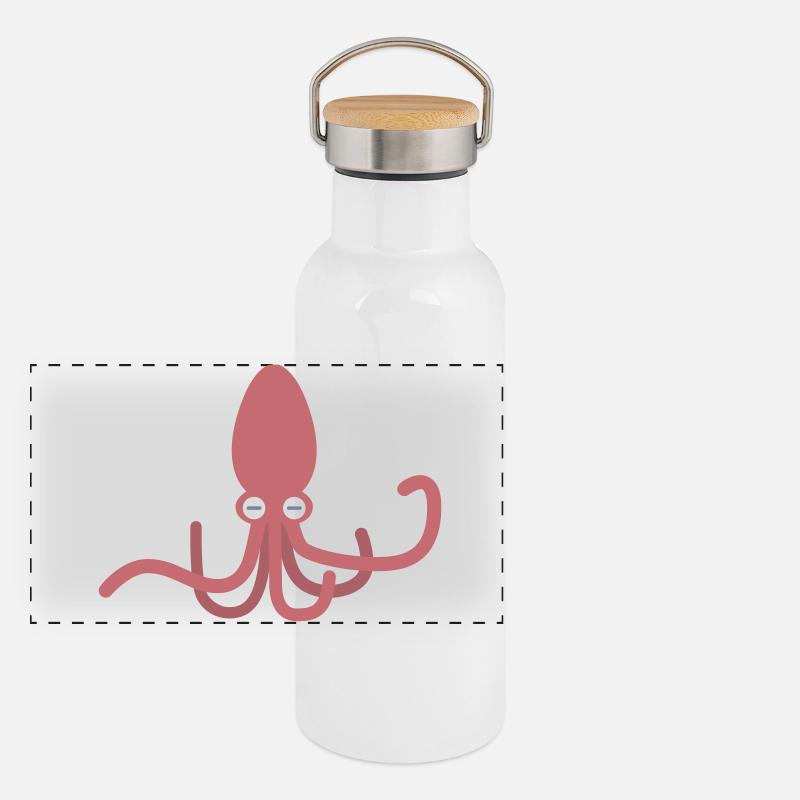Pink Squid – kawaii cartoon octopus design Panoramic Thermal Bottle with Bamboo Lid