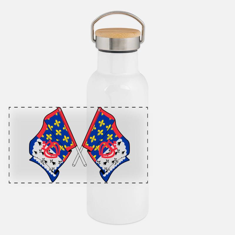 Two Pays de la Loire flags crossed Panoramic Thermal Bottle with Bamboo Lid