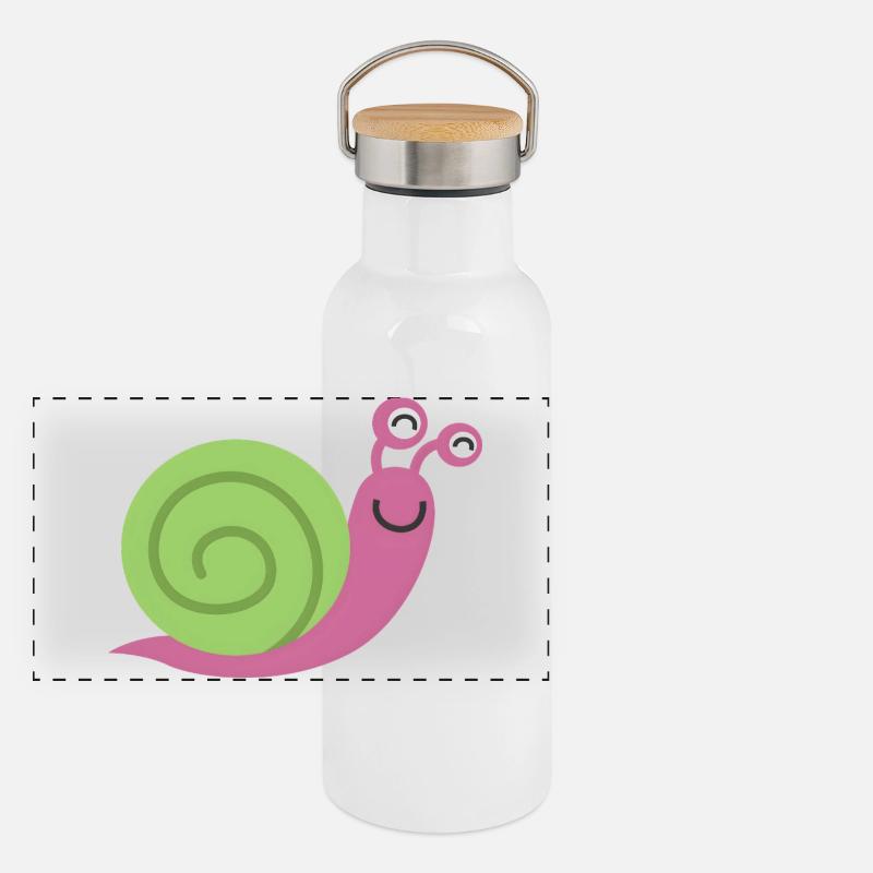 Un joli escargot de style comic avec une serre Gourde isotherme avec bouchon en bambou