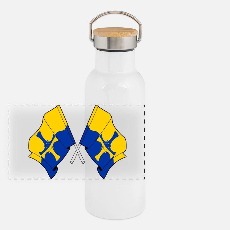 Deux drapeaux franchis – Durham Gourde isotherme avec bouchon en bambou