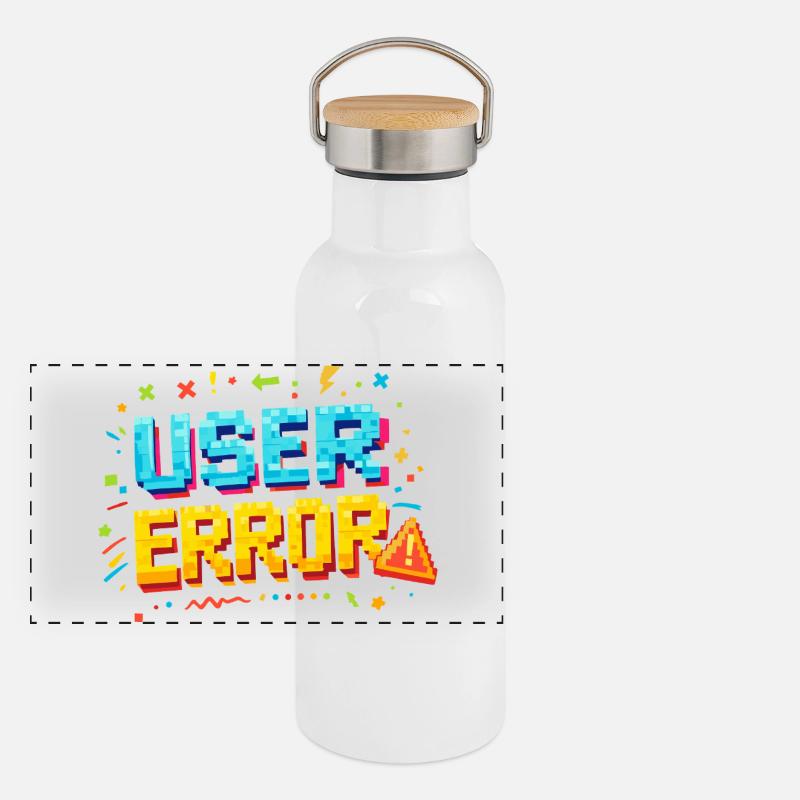 User Fehler Pixelkunst Panorama Thermosflasche mit Bambusdeckel