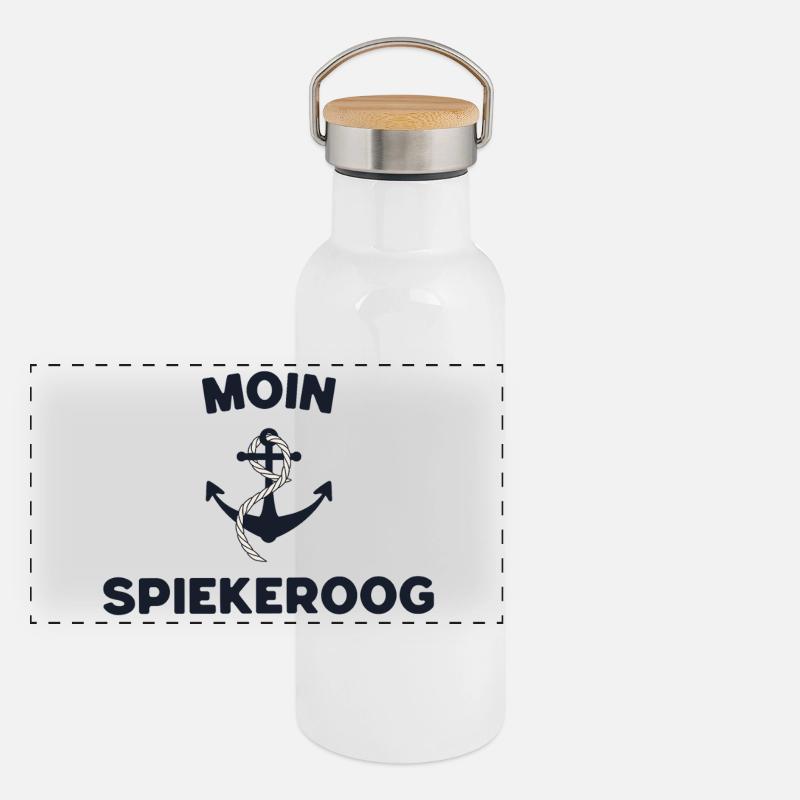 Moin Spiekeroog – Maritimes Anker-Design Panorama Thermosflasche mit Bambusdeckel