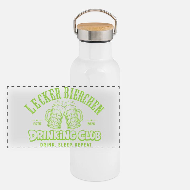 Lecker Bierchen Drinking Club | Malle Daydrinking  Panorama Thermosflasche mit Bambusdeckel