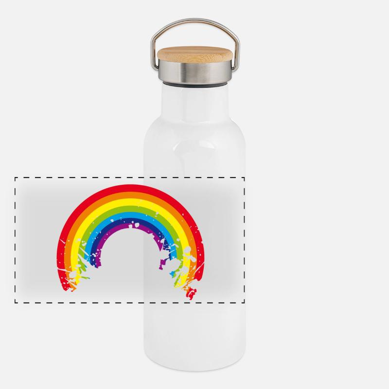arc-en-ciel Gourde isotherme avec bouchon en bambou