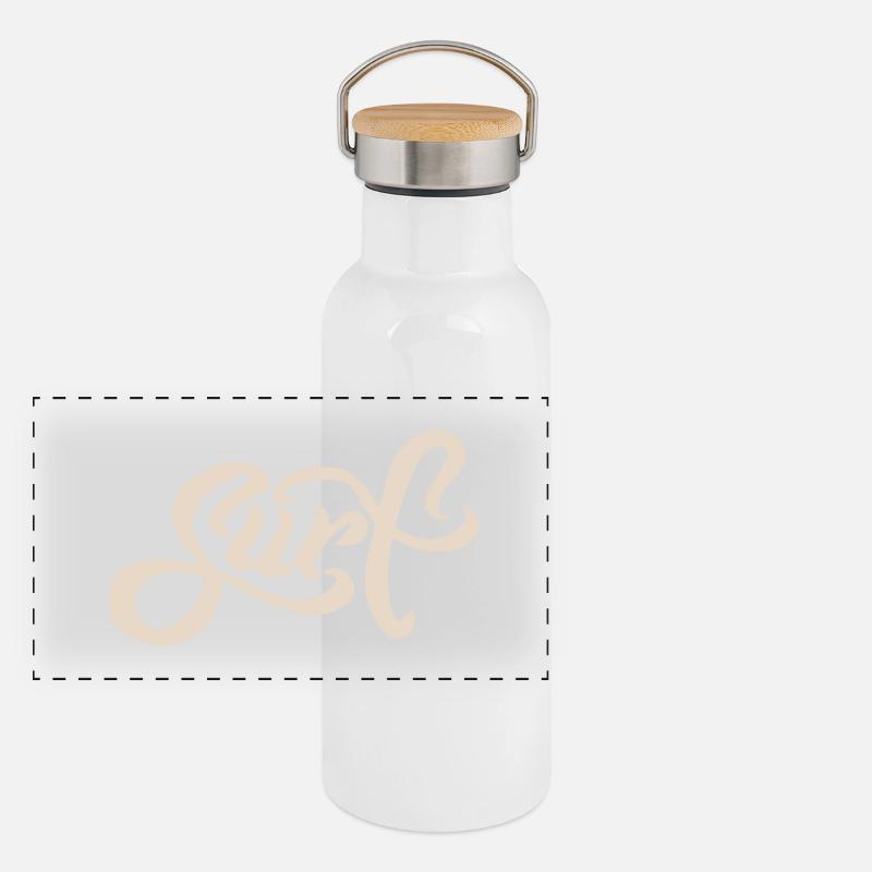 Surf Lettering Panorama Thermosflasche mit Bambusdeckel