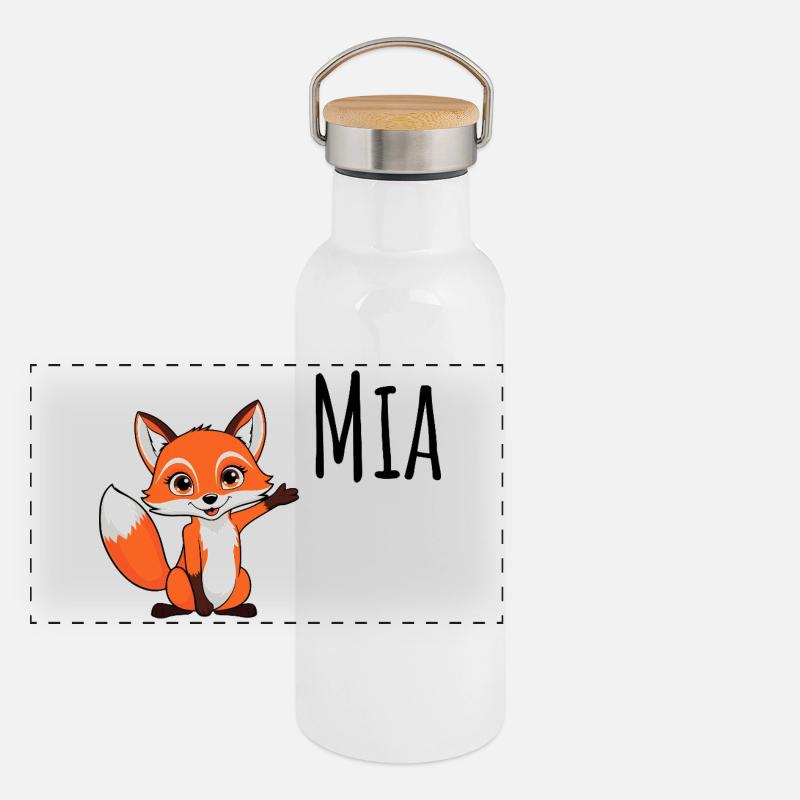 Fuchs - Mein Name ist Mia- Süßes Waldtier Panorama Thermosflasche mit Bambusdeckel