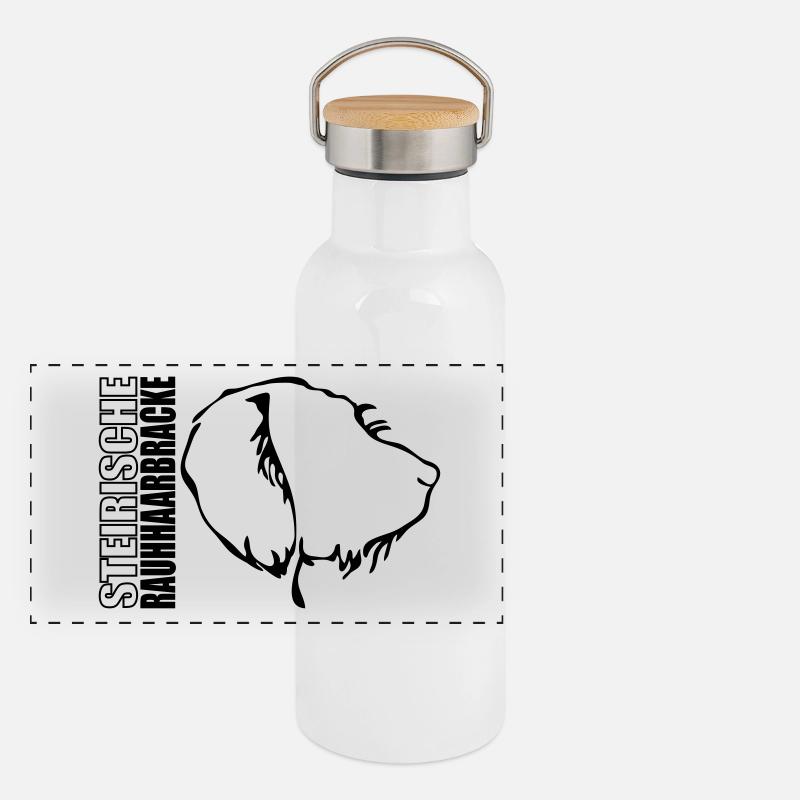 STEIRISCHE RAUHHAARBRACKE PROFIL Panorama Thermosflasche mit Bambusdeckel